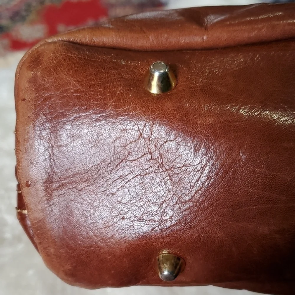 Gianni BERNINI Brown Large  leather Tote Bag Double Zipper